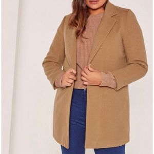 Missguided Plus Camel Coat SIZE 16